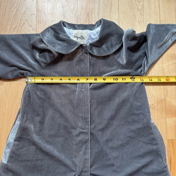 NEW Vignette Jane Girls Silver Gray Velvet Coat with Peter Pan Collar - Picture 6 of 9